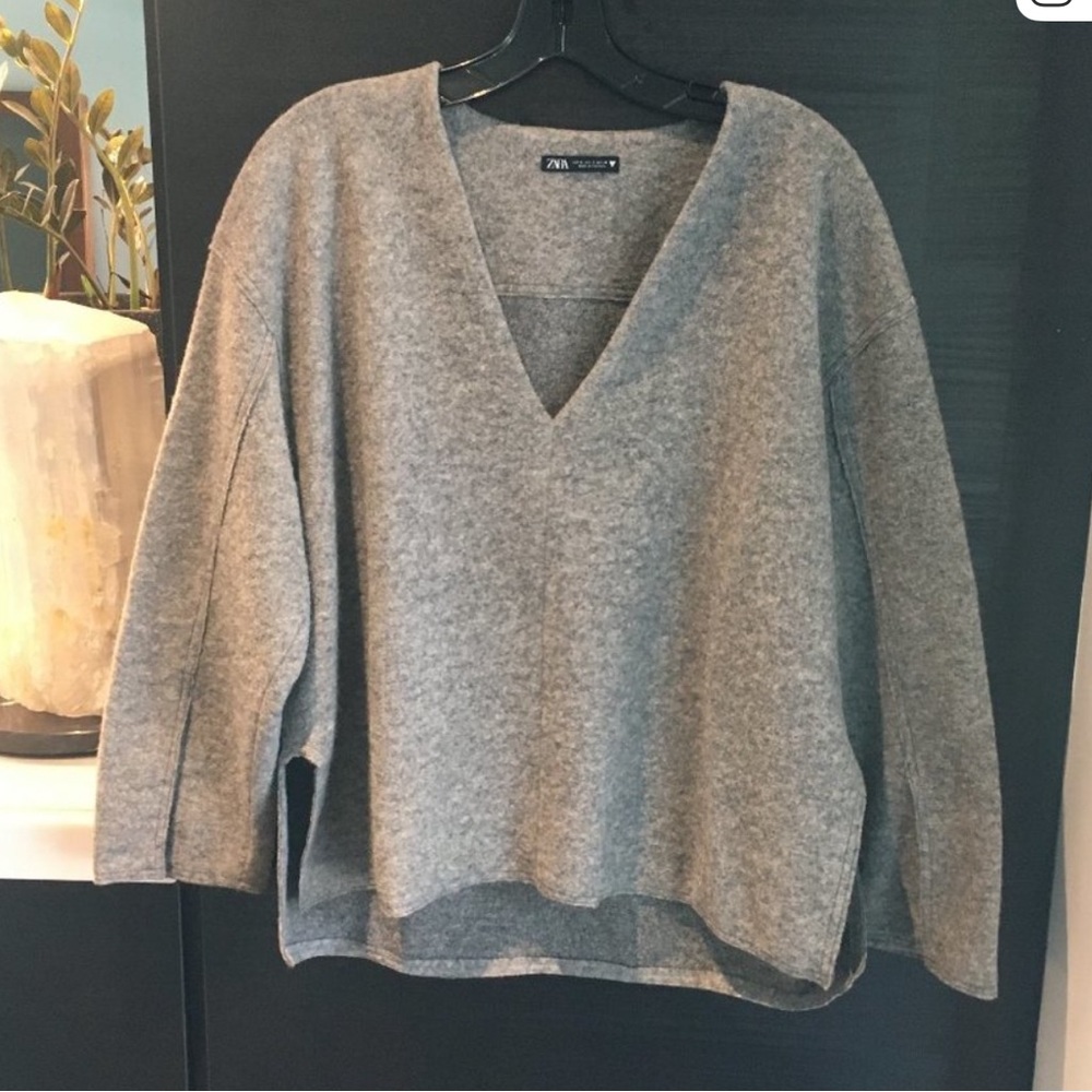 Zara Charcoal V-Neck Sweater